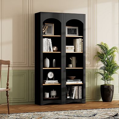 Merax Free Standing 5 Tier Bookshelves, Bookcases Set of 2