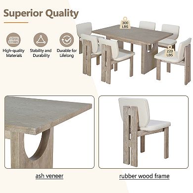 Merax 7-Piece Retro Dining Table Set, Wood Dining Table Set