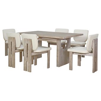 Merax 7 pc Retro Dining Table Set, Wood Dining Table Set