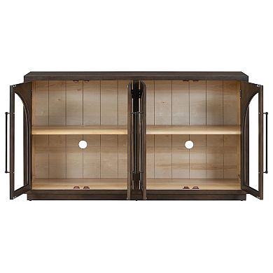 Merax 4-Door Large Storage Sideboard Buffet Cabinet with Glass Doors