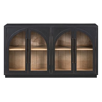 Merax 4-Door Large Storage Sideboard Buffet Cabinet with Glass Doors