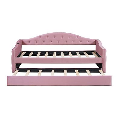 Merax Tufted Upholstered Daybed with Trundle