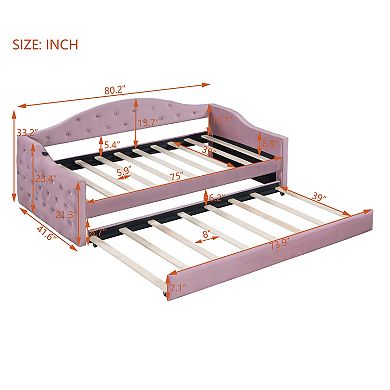 Merax Tufted Upholstered Daybed with Trundle