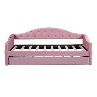 Merax Tufted Upholstered Daybed with Trundle