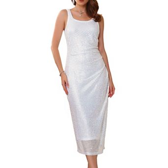 Women's Sequin Dress Cocktail Formal Sleeveless Backless Midi Bodycon Sparkly Dresses