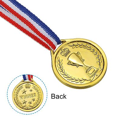 1.5" Mini Medals, 24 Pack Plastic Medals with Neck Ribbon for Table Tennis Games Sports Competitions