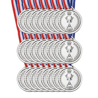 1.5" Mini Medals, 24 Pack Plastic Medals with Neck Ribbon for Table Tennis Games Sports Competitions