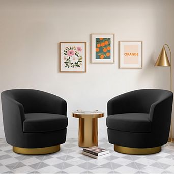 Set of 2 Velvet Swivel Club Chair Set, Soft & Comfotable