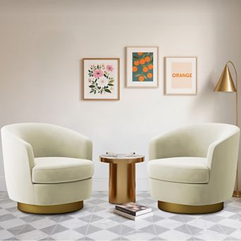 Set of 2 Velvet Swivel Club Chair Set, Soft & Comfotable