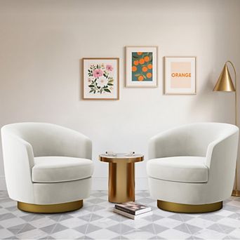 Set of 2 Velvet Swivel Club Chair Set, Soft & Comfotable