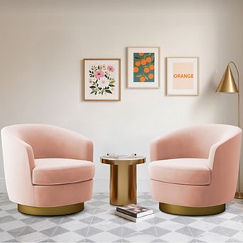 Set of 2 Velvet Swivel Club Chair Set, Soft & Comfotable