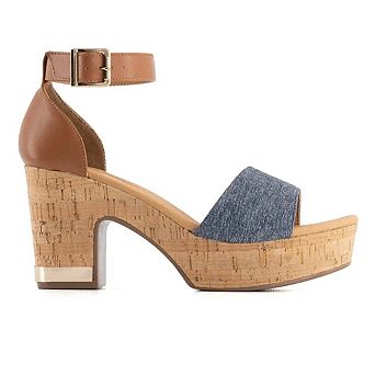 Andrea Women's Heeled Ankle Strap Sandals Denim 68037