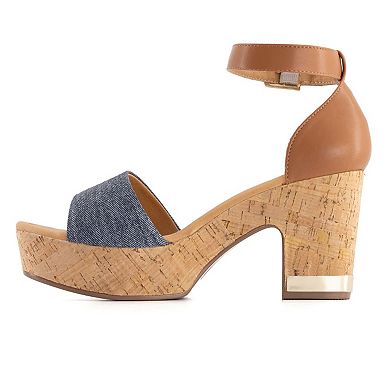 Andrea Women's Heeled Ankle Strap Sandals Denim 68037