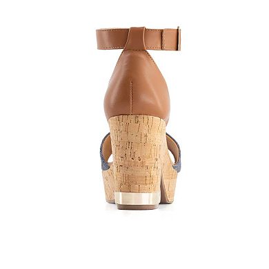 Andrea Women's Heeled Ankle Strap Sandals Denim 68037