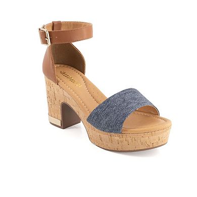Andrea Women's Heeled Ankle Strap Sandals Denim 68037
