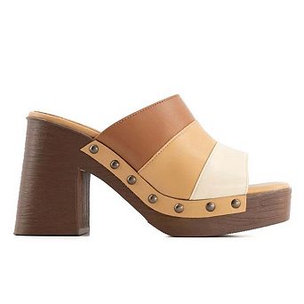 Andrea Women's Heeled Slide Sandals with multicolor upper 68036