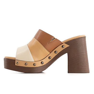 Andrea Women's Heeled Slide Sandals with multicolor upper 68036