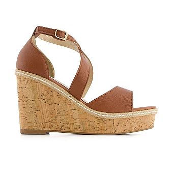 Andrea Women's Wedge Heeled Criss Cross Ankle Strap Sandals 66996