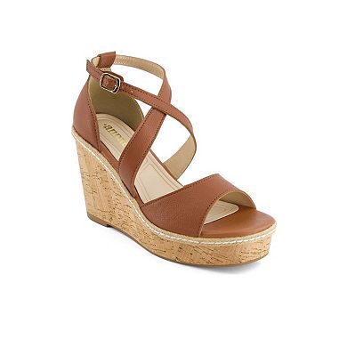 Andrea Women's Wedge Heeled Criss Cross Ankle Strap Sandals 66996