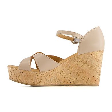 Andrea Women's Comfort Wedge Heeled Ankle Strap Sandals 67124