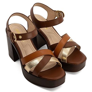 Andrea Women's Ankle Strap Medium Platform Heeled Sandals 64978