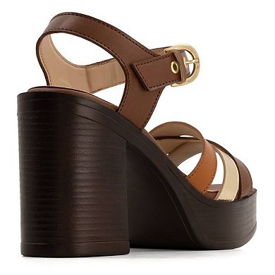 Andrea Women's Ankle Strap Medium Platform Heeled Sandals 64978