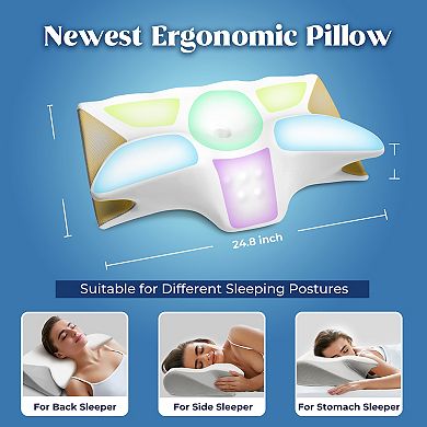 SERWALL Cooling Memory Foam Cervical Pillow, OX Horn Contour Pillow