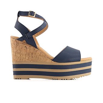 Andrea Women's Wedge Heel Ankle Strap Platform Sandals 68053