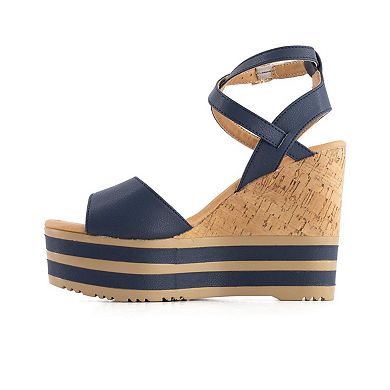 Andrea Women's Wedge Heel Ankle Strap Platform Sandals 68053