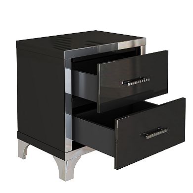 Merax Elegant High Gloss Nightstand with Metal Handle