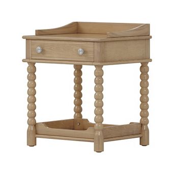 Merax Retro Style Nightstand with Drawer and Open Shelf for Bedroom