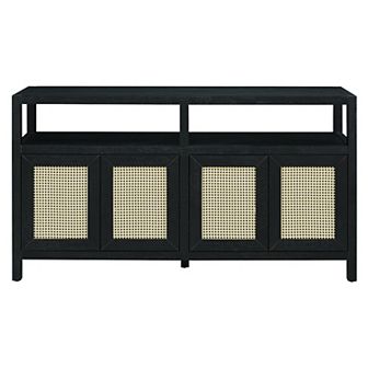 Merax Rattan Buffet Storage Cabinet, Sideboard with 3-position Adjustable Shelves