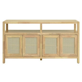 Merax Rattan Buffet Storage Cabinet, Sideboard with 3-position Adjustable Shelves