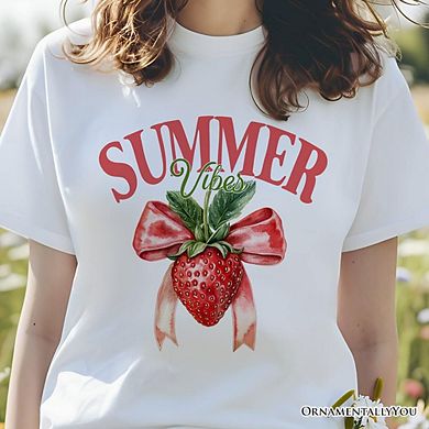 Summer Vibes Strawberry T-Shirt, Seasonal Tee with Coquette Style