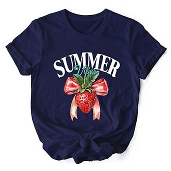Summer Vibes Strawberry T-Shirt, Seasonal Tee with Coquette Style