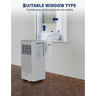 10,000 BTU Portable AC, 3-in-1 Cooling, Fan & Dehumidifier with Sleep Mode for 450 Sq.Ft Rooms