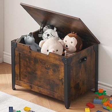 Storage Chest, Wood Storage Bench with Seating and Safety Hinge, Entryway Bench with Storage