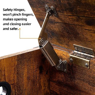 Storage Chest, Wood Storage Bench with Seating and Safety Hinge, Entryway Bench with Storage