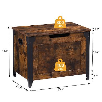 Storage Chest, Wood Storage Bench with Seating and Safety Hinge, Entryway Bench with Storage