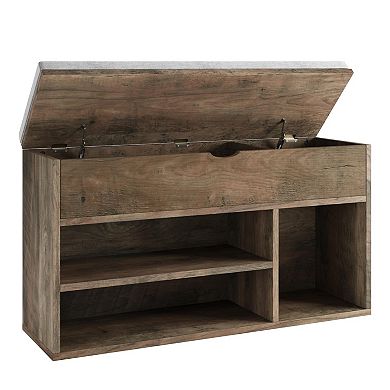 Storage Bench with Cushion, Lift-Top Storage & 2-Tier Open Shoe Rack, Perfect Entryway Organizer