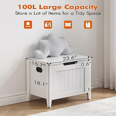 Storage Chest, Storage Trunk with Safety Hinge, Storage Bench, Wooden Storage Organizer, Shoe Bench