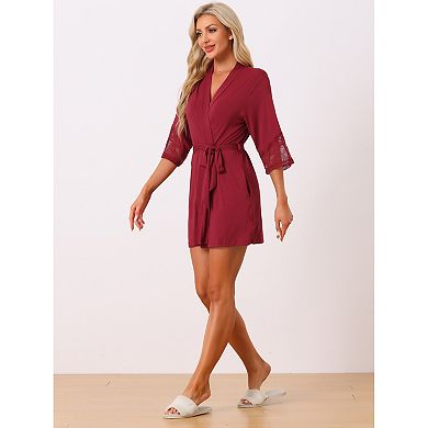 2Pcs Women's Robe Cotton Short Bathrobe Lightweight Thin Sleepwear Soft Loungewear with Pockets
