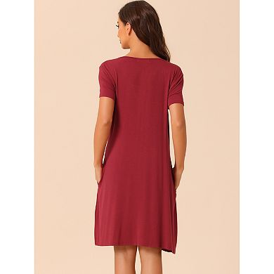 2Pcs Women's Sleepwear Summer Short Sleeves with Pockets Lounge Nightgown