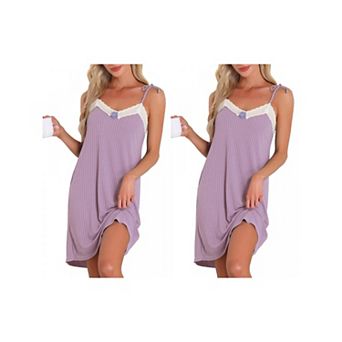 2 pc Women's Sleeveless Lingerie Lace Nightgown Thigh Length Sleepdress