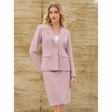 Women's 2 Piece Skirt Suit Set Business Work Blazers and Pencil Skirts