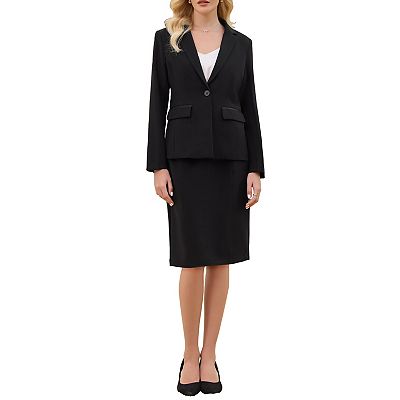 Women's Piece Skirt Suit Set Business Work Blazers and Pencil