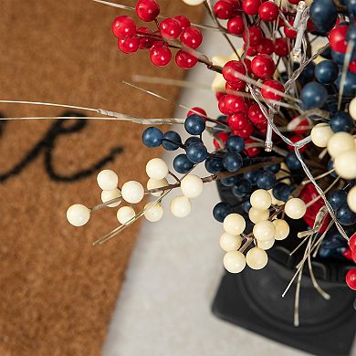 Glitzhome 36”H Americana Patriotic Berry Stars Tree for Porch Decor