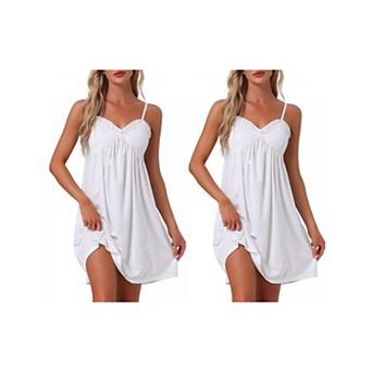 2 pc Women's Lingerie Ruffle Sleeveless Soft Nightgown V Neck Chemise Loungewear