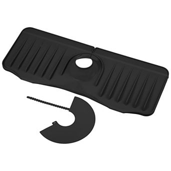 1 Set Faucet Drain Pad, Silicone Sink Splash Guard, Dish Drying Mats Sponge Holder 14.57"x5.71"