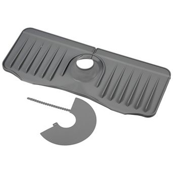 1 Set Faucet Drain Pad, Silicone Sink Splash Guard, Dish Drying Mats Sponge Holder 14.57"x5.71"